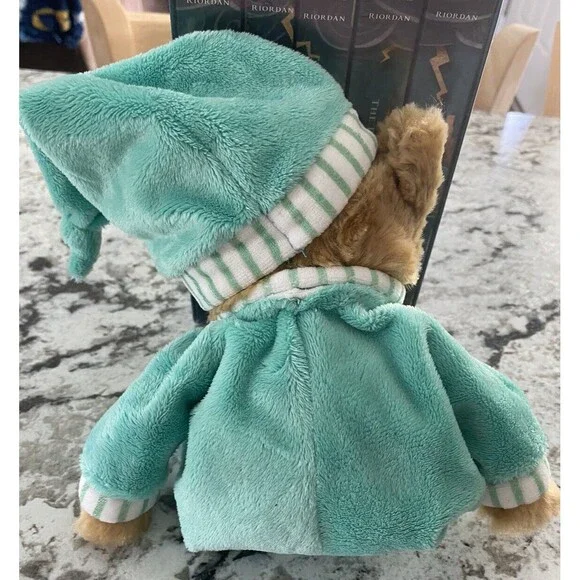 VGUC-11” FAO SCHWARZ Toys R Us TEDDY BEAR IN GREEN PAJAMAS Plush STUFFED ANIMAL - Picture 3 of 8